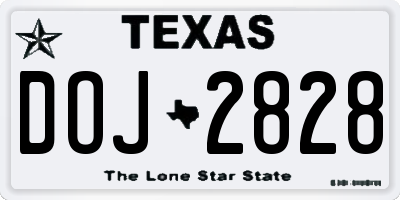 TX license plate DOJ2828