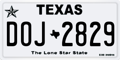 TX license plate DOJ2829