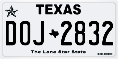 TX license plate DOJ2832