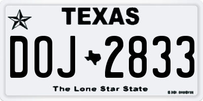 TX license plate DOJ2833