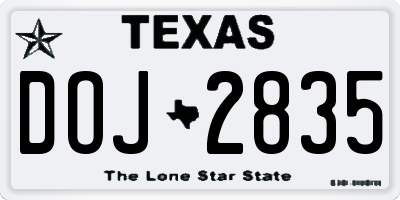 TX license plate DOJ2835