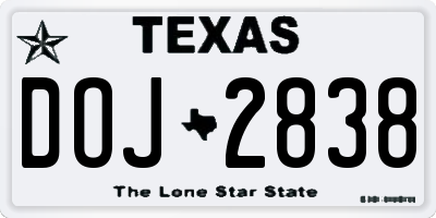 TX license plate DOJ2838