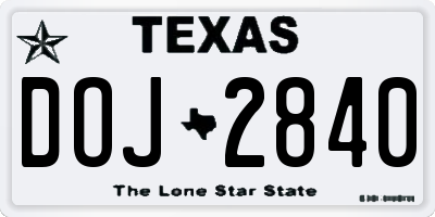 TX license plate DOJ2840