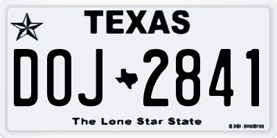 TX license plate DOJ2841