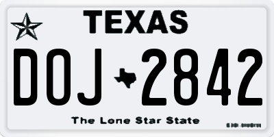 TX license plate DOJ2842