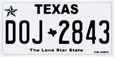 TX license plate DOJ2843