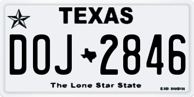 TX license plate DOJ2846