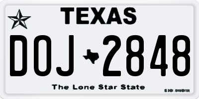 TX license plate DOJ2848