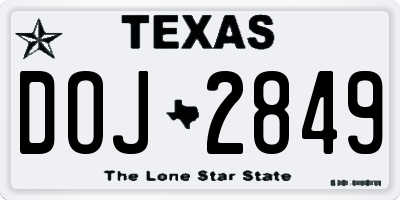 TX license plate DOJ2849