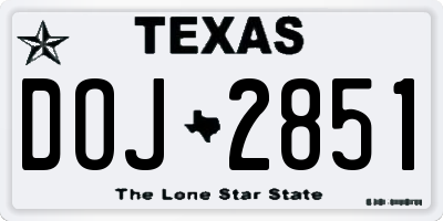TX license plate DOJ2851