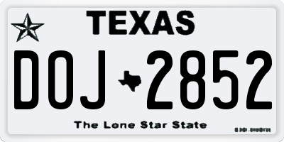 TX license plate DOJ2852