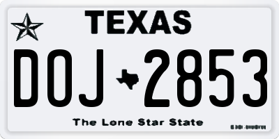 TX license plate DOJ2853