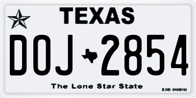 TX license plate DOJ2854