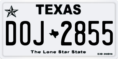 TX license plate DOJ2855
