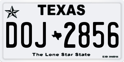 TX license plate DOJ2856