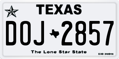 TX license plate DOJ2857