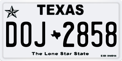 TX license plate DOJ2858
