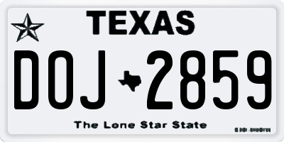 TX license plate DOJ2859