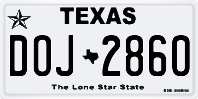 TX license plate DOJ2860