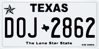 TX license plate DOJ2862