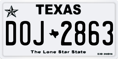 TX license plate DOJ2863