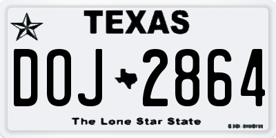 TX license plate DOJ2864