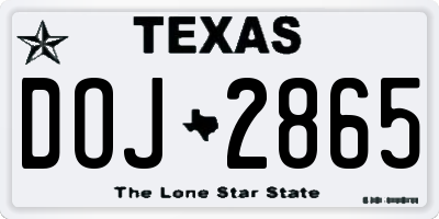TX license plate DOJ2865