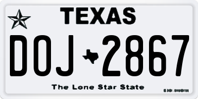 TX license plate DOJ2867