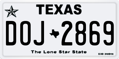 TX license plate DOJ2869