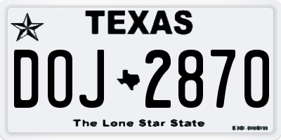 TX license plate DOJ2870