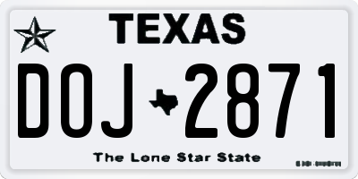 TX license plate DOJ2871