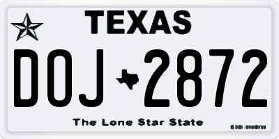 TX license plate DOJ2872