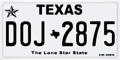 TX license plate DOJ2875