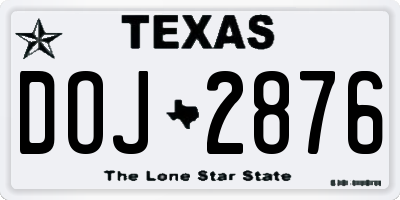 TX license plate DOJ2876