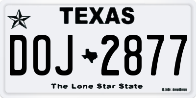 TX license plate DOJ2877