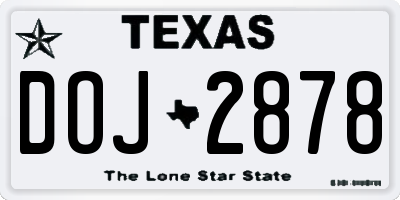 TX license plate DOJ2878