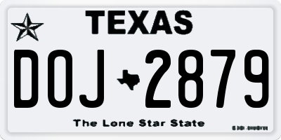 TX license plate DOJ2879