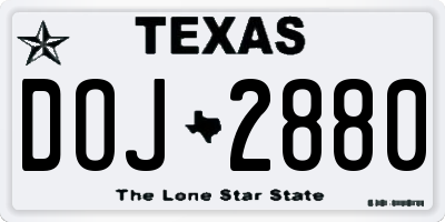 TX license plate DOJ2880