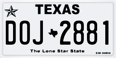 TX license plate DOJ2881