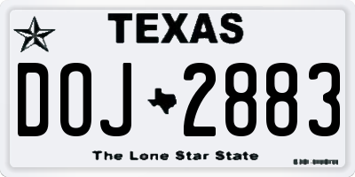 TX license plate DOJ2883