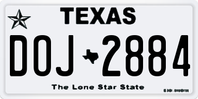 TX license plate DOJ2884
