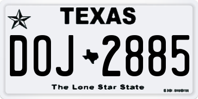 TX license plate DOJ2885