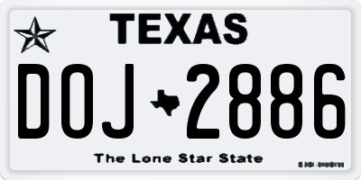 TX license plate DOJ2886