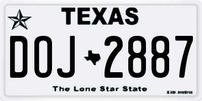 TX license plate DOJ2887