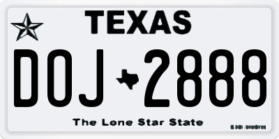 TX license plate DOJ2888