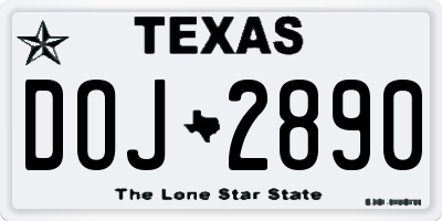 TX license plate DOJ2890