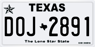 TX license plate DOJ2891