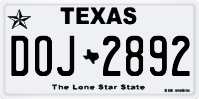 TX license plate DOJ2892