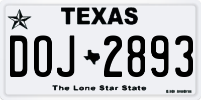 TX license plate DOJ2893