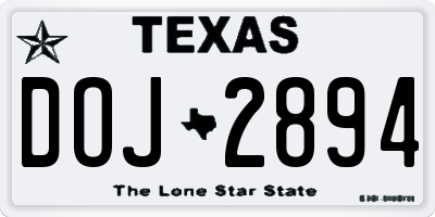 TX license plate DOJ2894